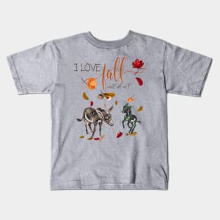 Donkey Lovers - I Love Fall Most of All Kids T-Shirt